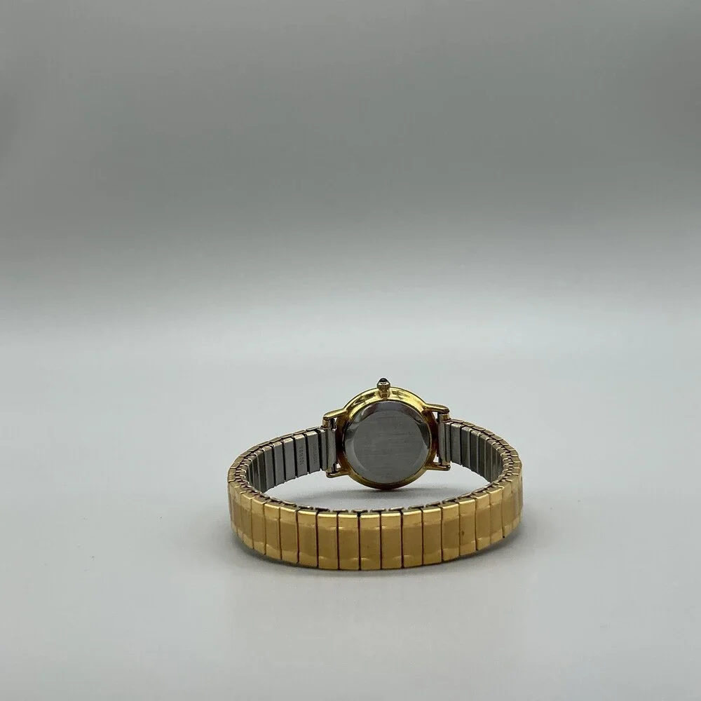 Vintage Peugeot Womens Watch 24mm White Dial Gold Tone Stretch New Battery